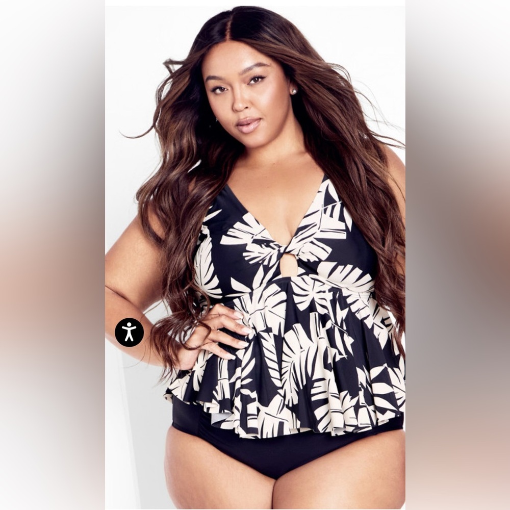 City Chic Palma printed tankini top NWT